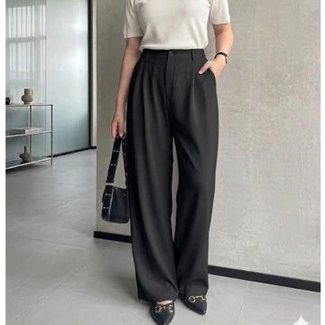 Kulot Loose Pants 332 Trousers Wanita Highwaist Jumbo Semiwool Premium Celana Kulot Wanita