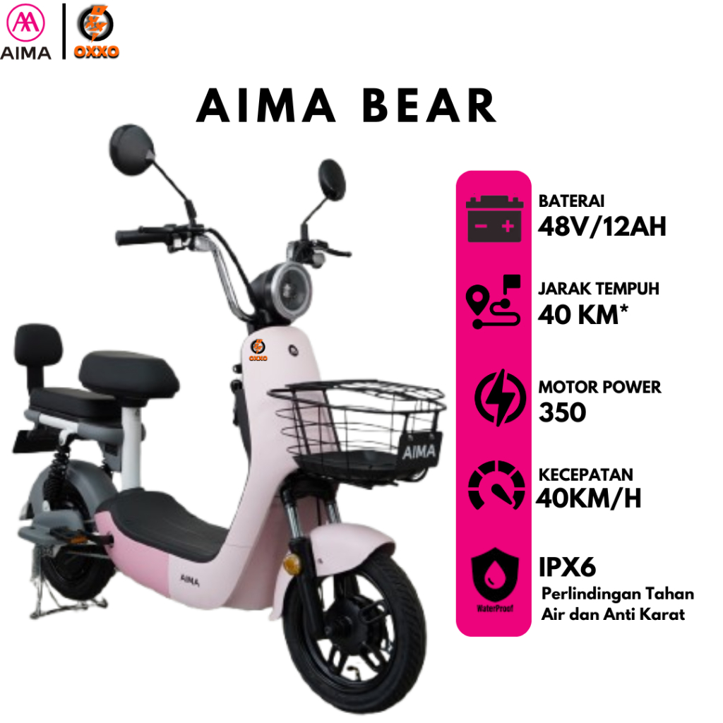 (OFFICIAL) AIMA BEAR SEPEDA LISTRIK TERBAIK GARANSI RESMI