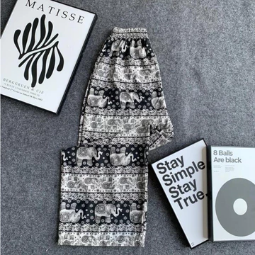 Threelook Celana Kulot Hommy Motif Gajah Bahan Rayon Premium Celana Kulot Panjang Wanita Mihu