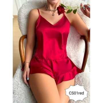 Sexy Elegant Baju Tidur Setelan Celana Pendek Korea Baju Tidur Silk Satin Sleepwear