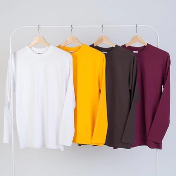 Kaos Polos Panjang Cotton Combed Premium Kaos Lengan Panjang Pria Wanita Round Neck Reguler Fit