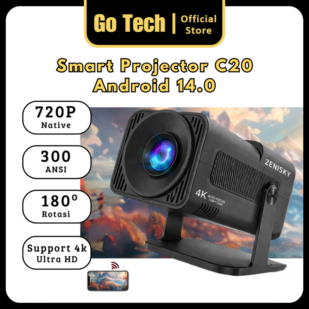 Jual Go Tech - Proyektor Portable Zenisky C20 Android WiFi Smart ...