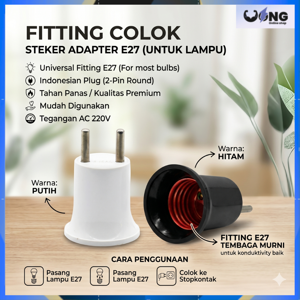 Jual Fitting Lampu Colok E27 10A 250V SNI – Fitting Lampu Stop Kontak ...