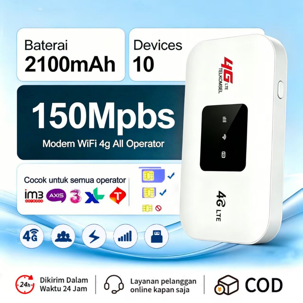 Jual Modem WiFi 4G 5G LTE Portabel All Operator 150Mbps 2100mAh MIFI ...