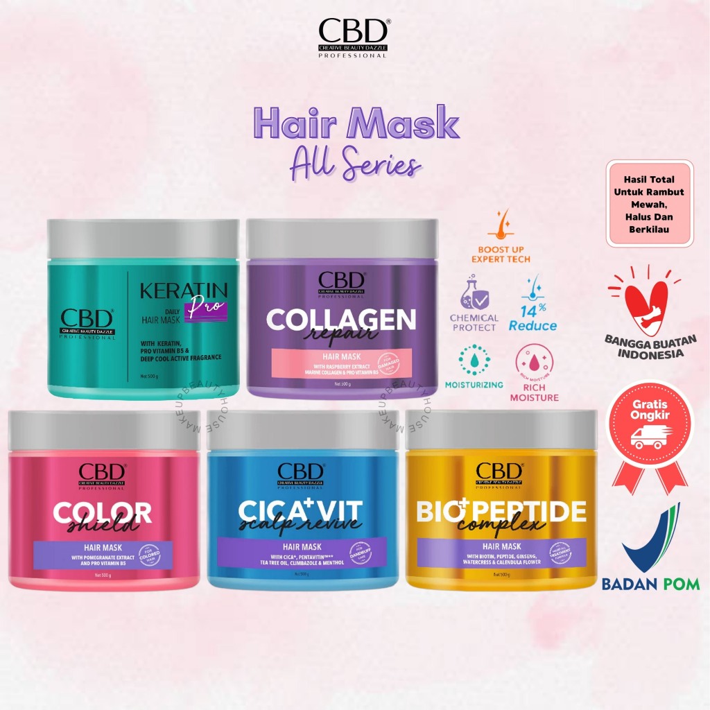 Jual CBD Hair Mask 250g/500g Keratin | Color | Collagen | Cica+ ...