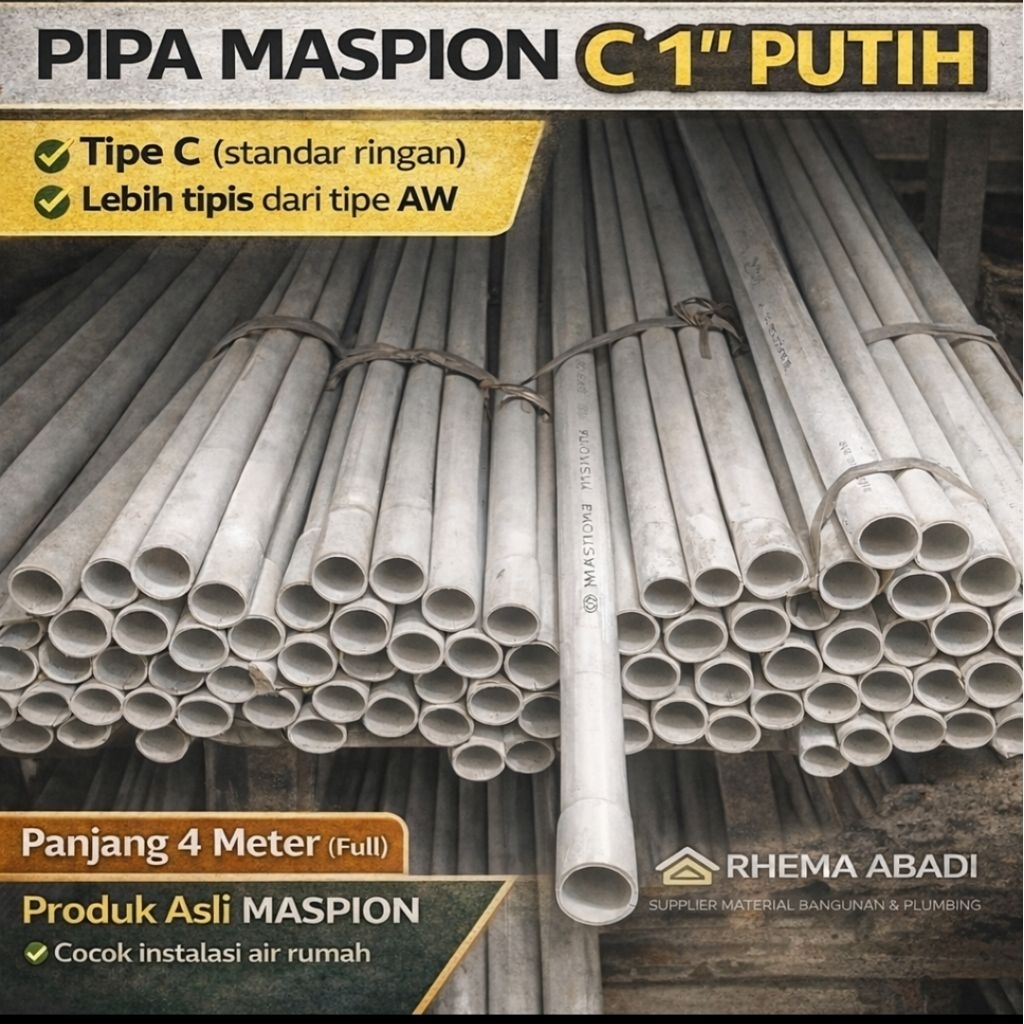 Jual Pipa Air PVC Maspion C 1 Inch 4 Meter Putih Tipe C | Pralon Proyek ...