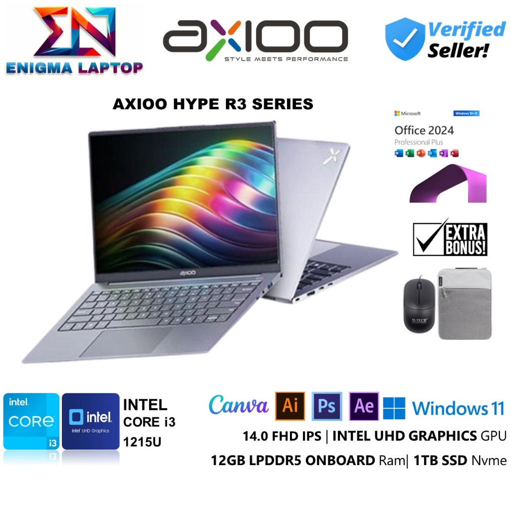 Jual Laptop Axioo Hype R3 Intel Core i3 1215U RAM 12GB LPDDR5 1TB 14 ...