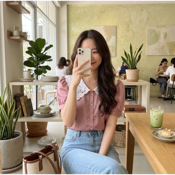 Cottonbells Kenzyra Top Atasan Casual Kerja Korea Fashion Baju Blouse Lengan Pendek Wanita