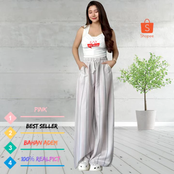 Celana Kulot Wanita Hommy Motif Rayon Viscos Adem Jatuh Muat BB 30–80kg (M–XXL) Nyaman Dipakai