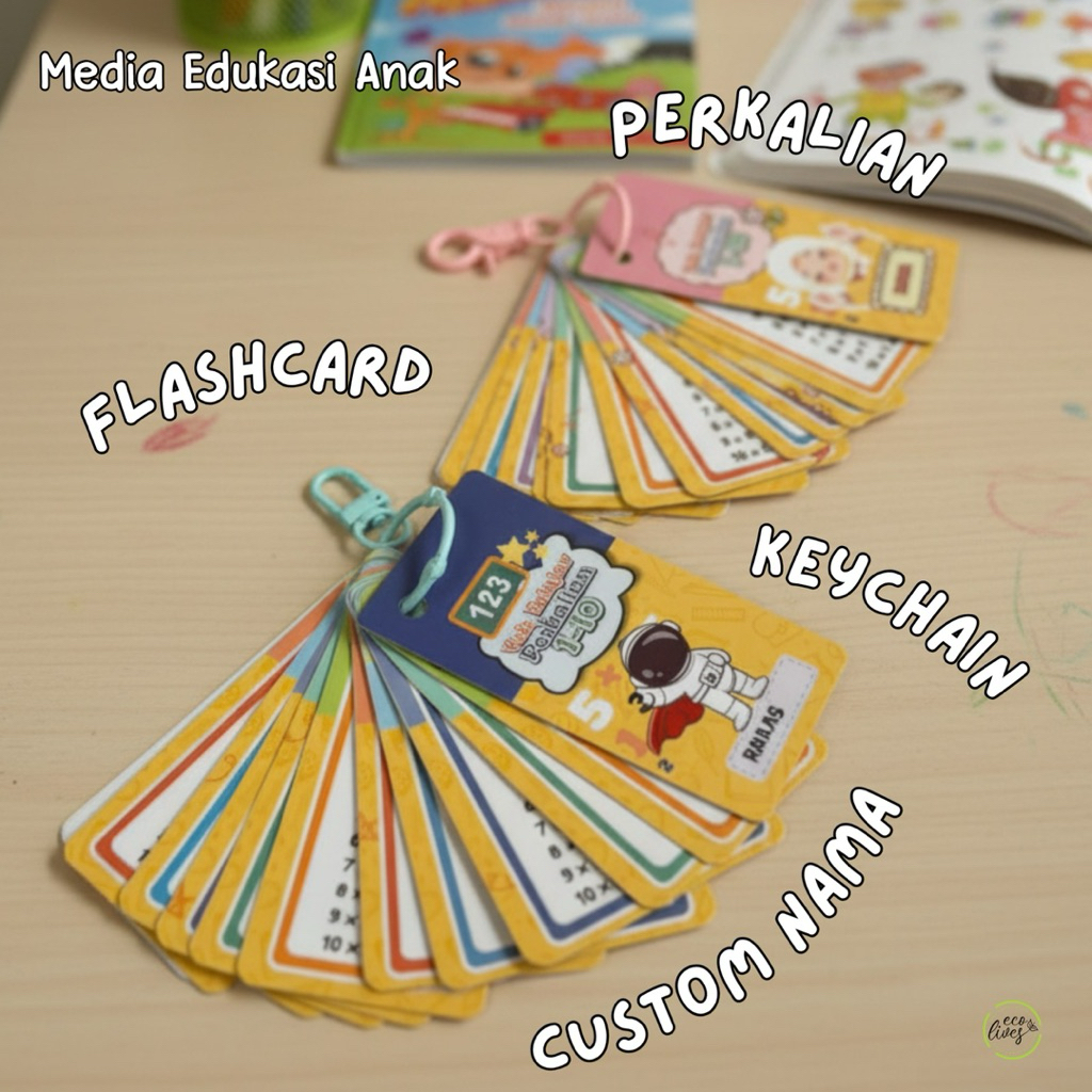 Jual FLASHCARD PERKALIAN CUSTOM NAMA INCLUDE RING KEYCHAIN | Shopee ...