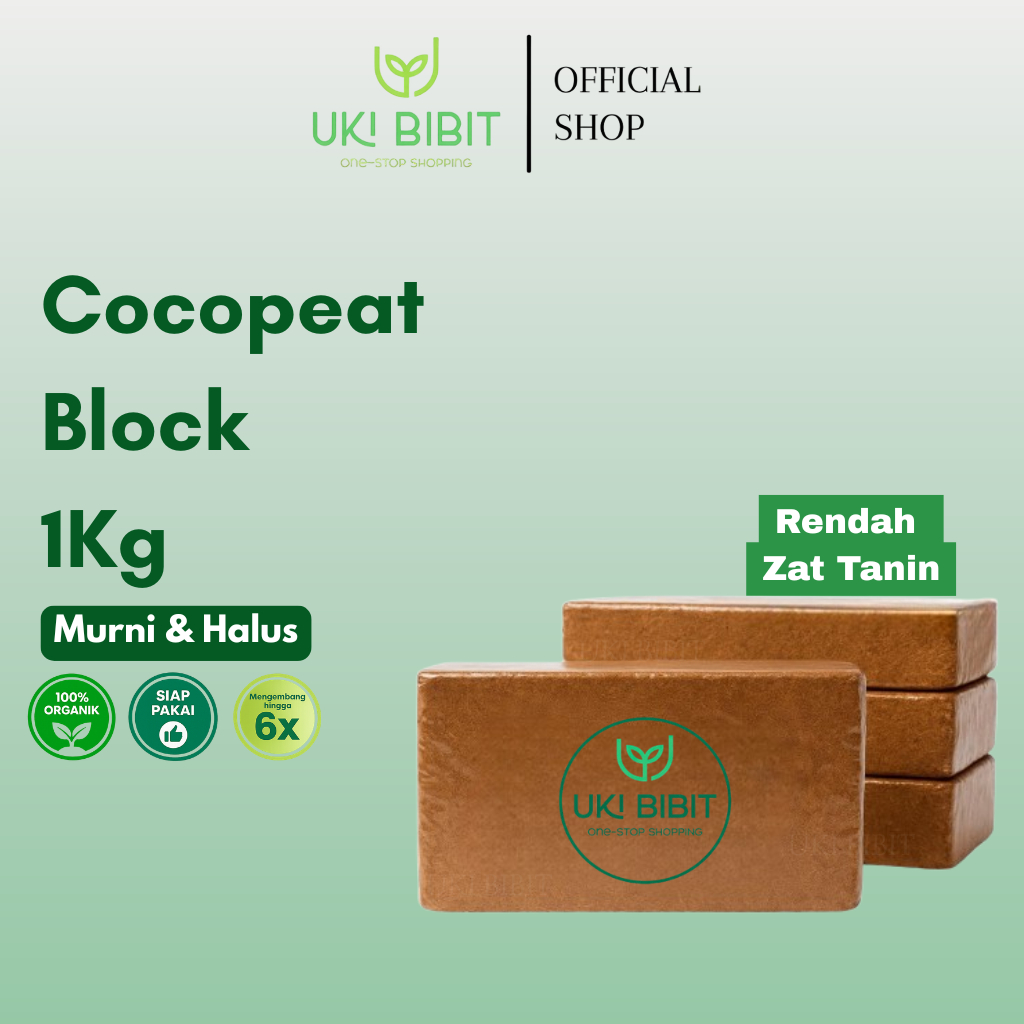 ( 1 Kg ) Cocopeat Block Bebas Zat Tanin Media Tanam Siap Pakai | Sabut Kelapa Murni Dan Halus
