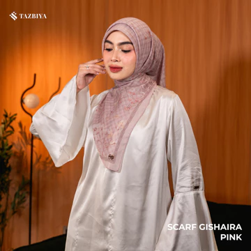 TAZBIYA Scarf Hijab Motif BUKHARA (Hijab Segiempat Square Bahan Voal Motif Islamic Syar'I Raya