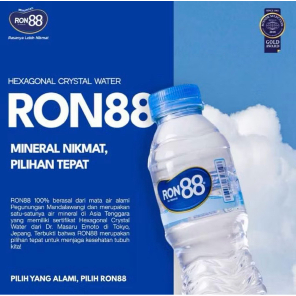 Jual RON88 1500ml PET Still Mineral Water [ Dus isi 12 Botol Plastik ...