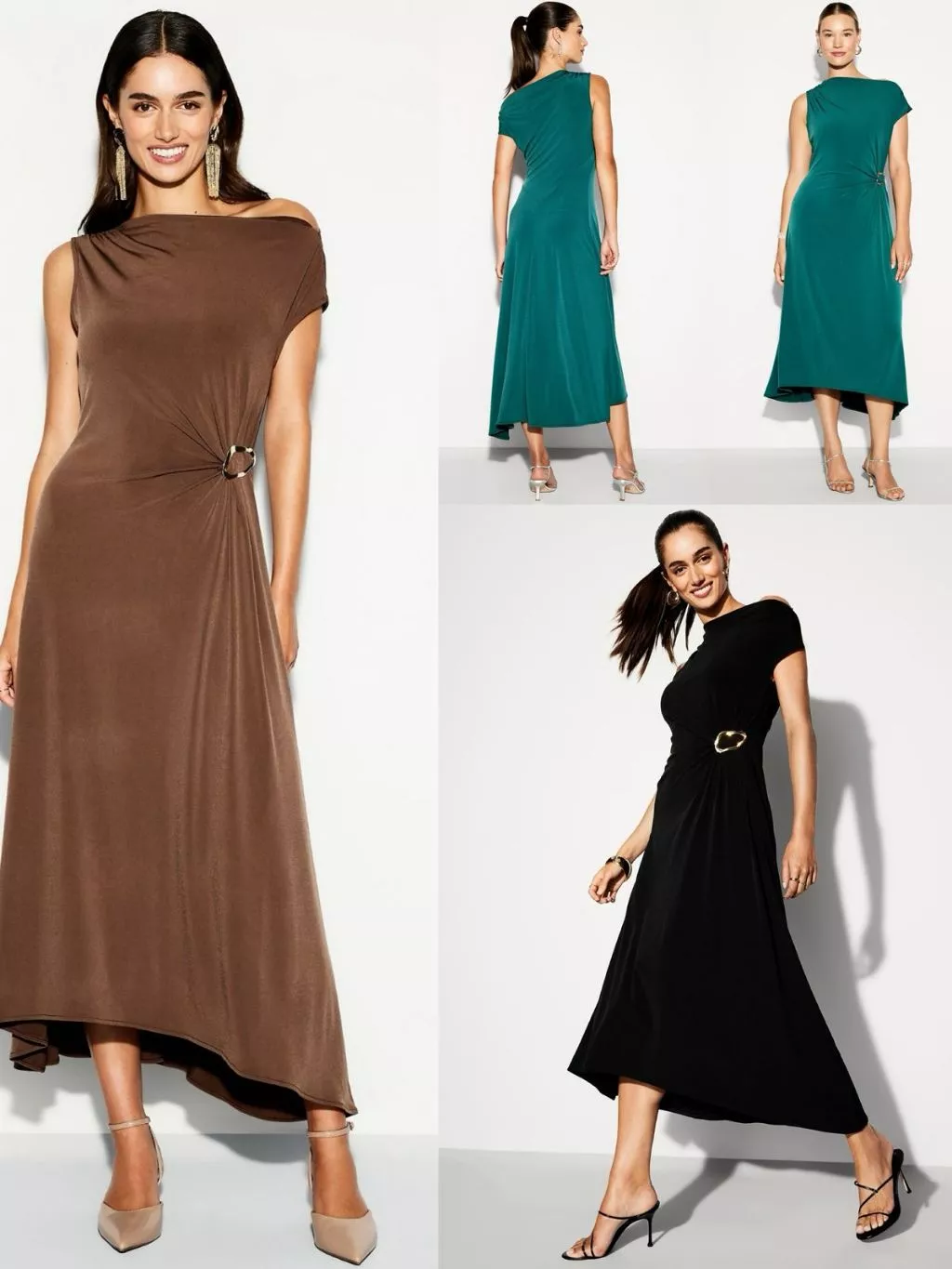 Dress Midi Wanita OLN Twist-Front Jersey Dress - 2310