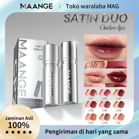 MAANGE Duo Set Satin Glow Lip Tint Hydrating Shine Lip Glossy Tahan Lama Natural Finish 9 Warna
