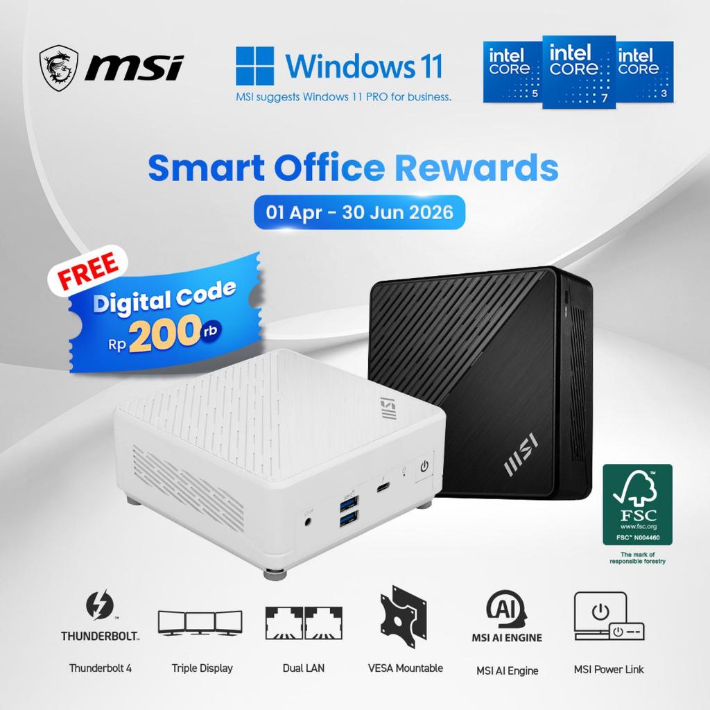 MSI Cubi NUC 1M Mini PC Intel Core 5-120U