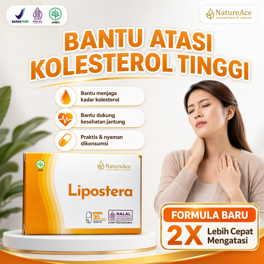 Nature Ace - Lipostera Obat Kolesterol Trigliserida Lemak Jahat Leher Kaku Sering Pusing Kolesterol Tinggi