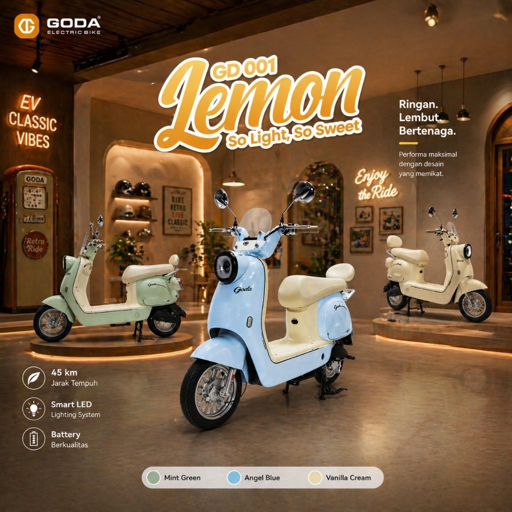 Jual Sepeda Listrik Goda 001 LEMON 48V-12Ah New Series | Shopee Indonesia