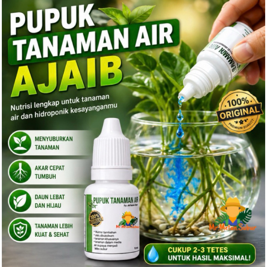 ASLI Pupuk Bitamin Tanaman Air Alami tetes | Penyubur Akar & Daun | Formulasi Nutrisi vitamin Khusus semua tanaman air ( kurang lebih 10-15 ml ) BEST SELLER