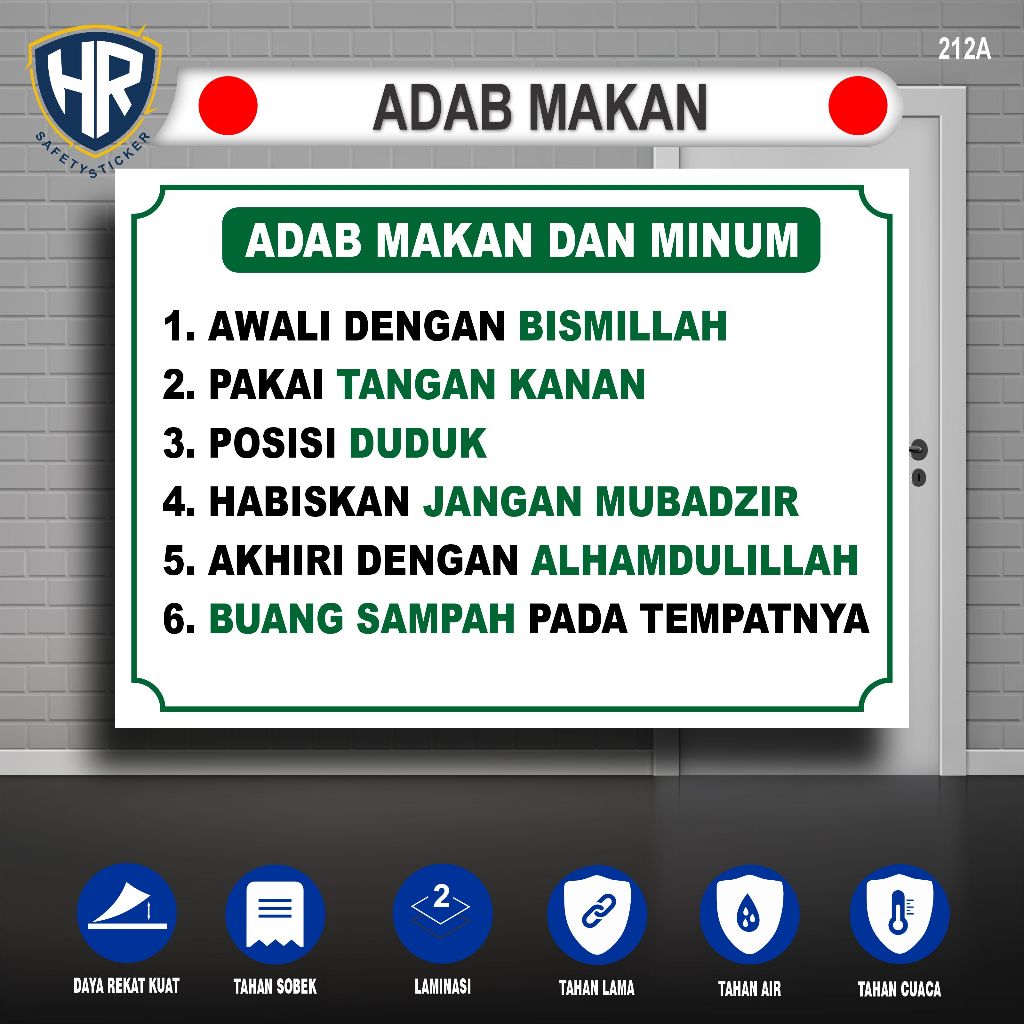 Jual Sticker Adab Makan Islami Anak Poster Edukasi Doa Sebelum Sesudah ...