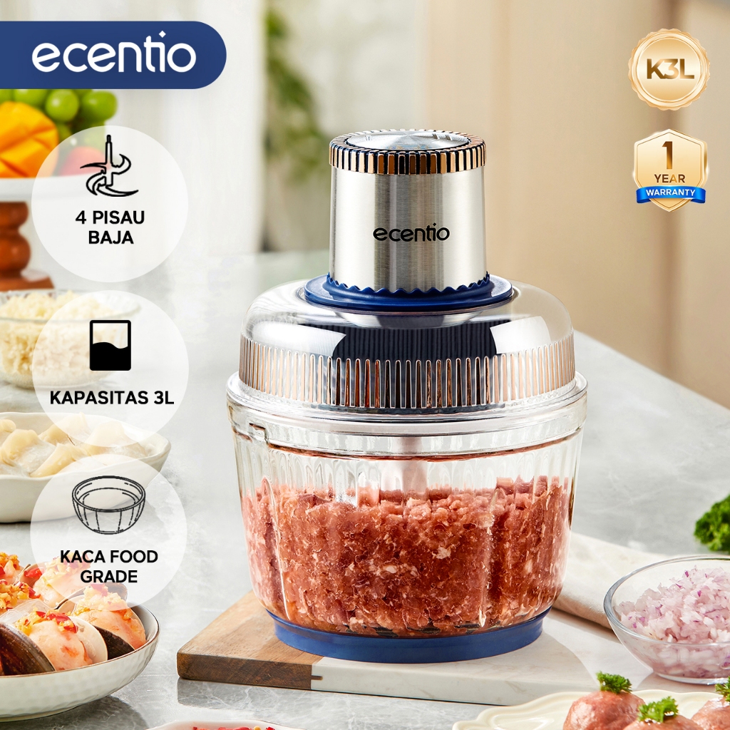Jual ecentio chopper daging 3L penggiling daging blender dan bumbu 4 ...
