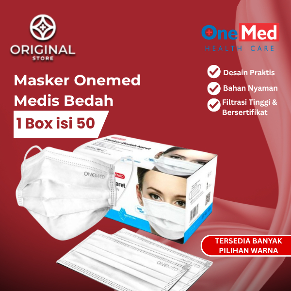 Jual Masker Onemed Medis Bedah Karet Earloop 3ply OneMed box 50pcs ...