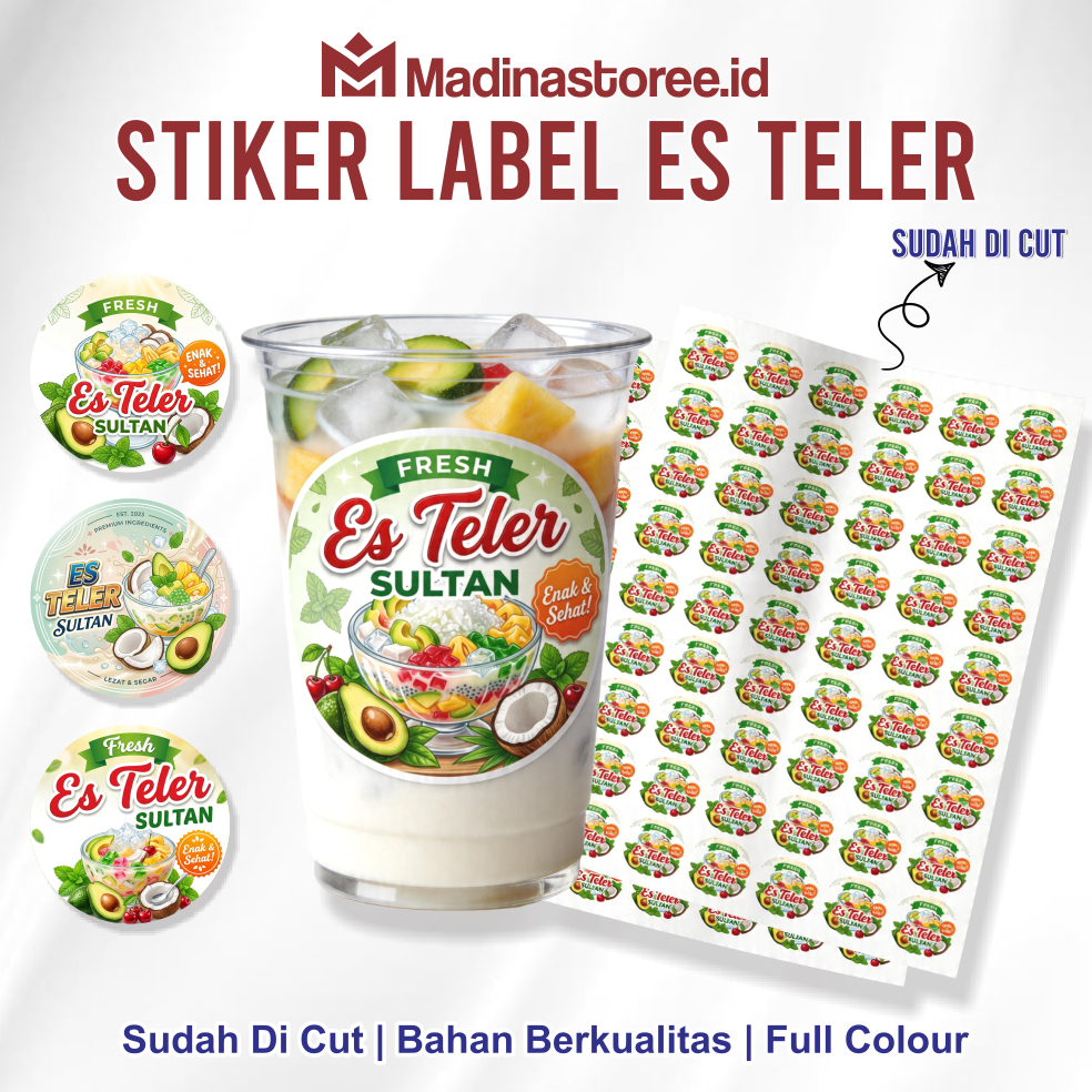 Jual 54 Pcs Stiker Label Es Teler Sultan Kemasan Cup Plastik Custom ...