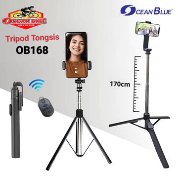OCEANBLUE Tongsis Tripod Remote OB168 170CM Selfie Stick Konten Kreator Holder Hp Handphone