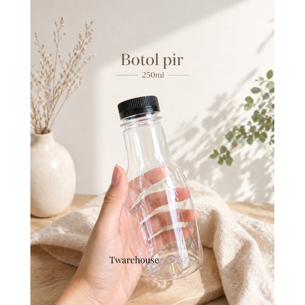 Jual [INSTANT ONLY] Botol Pir 250ml PET Transparan Tutup Hitam Botol ...