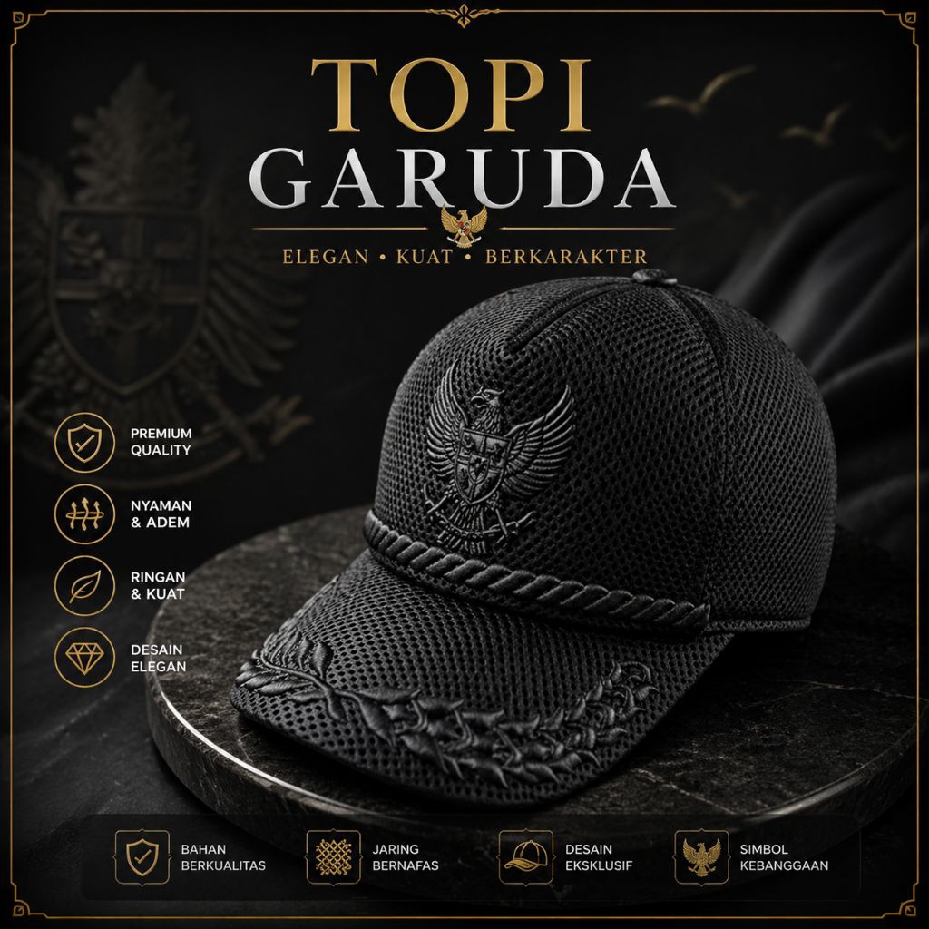 Topi Garuda Full Hitam