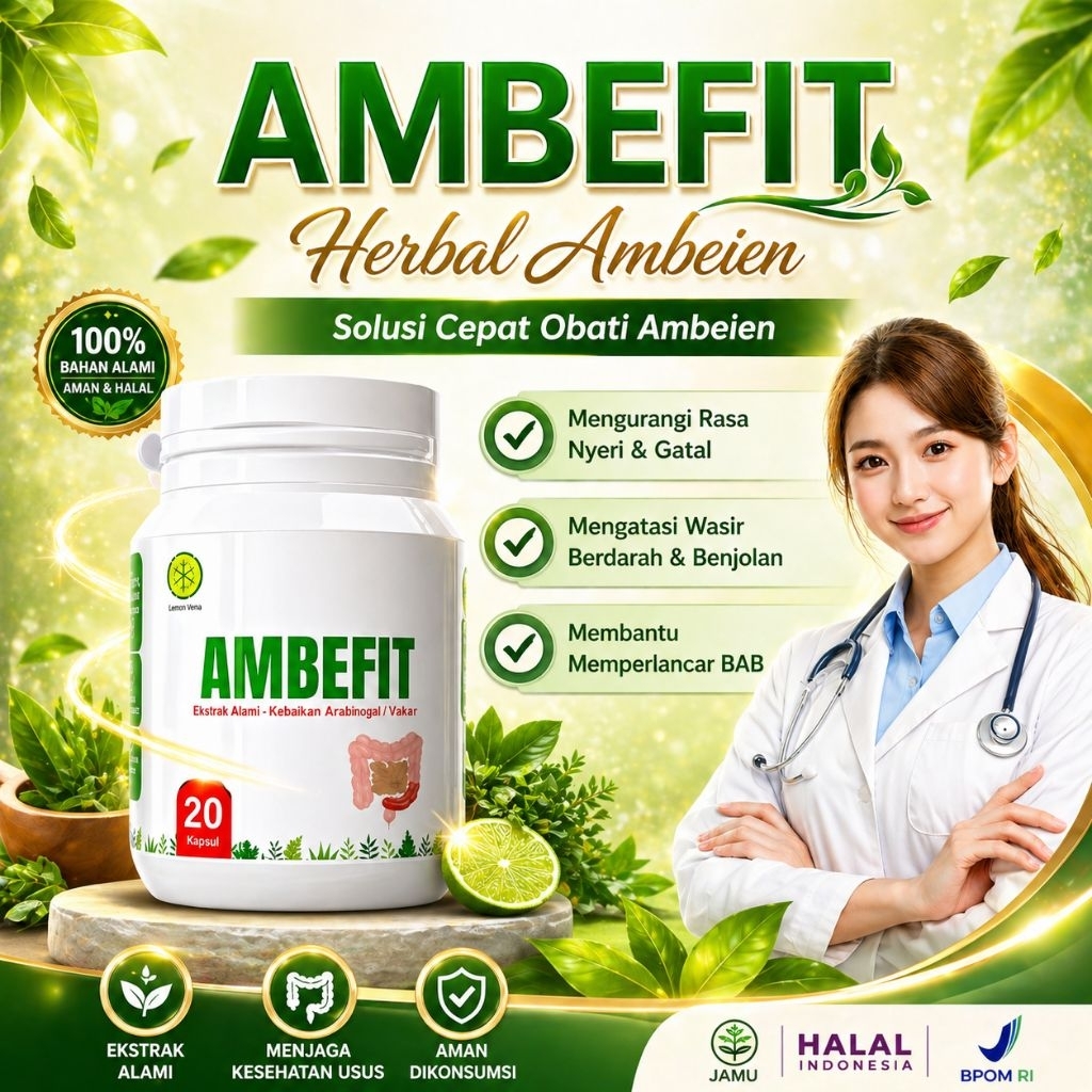 Ambefit Suplemen Ambeien | Atasi Wasir, Nyeri & Benjolan | Herbal Alami Terpercaya Best Seller
