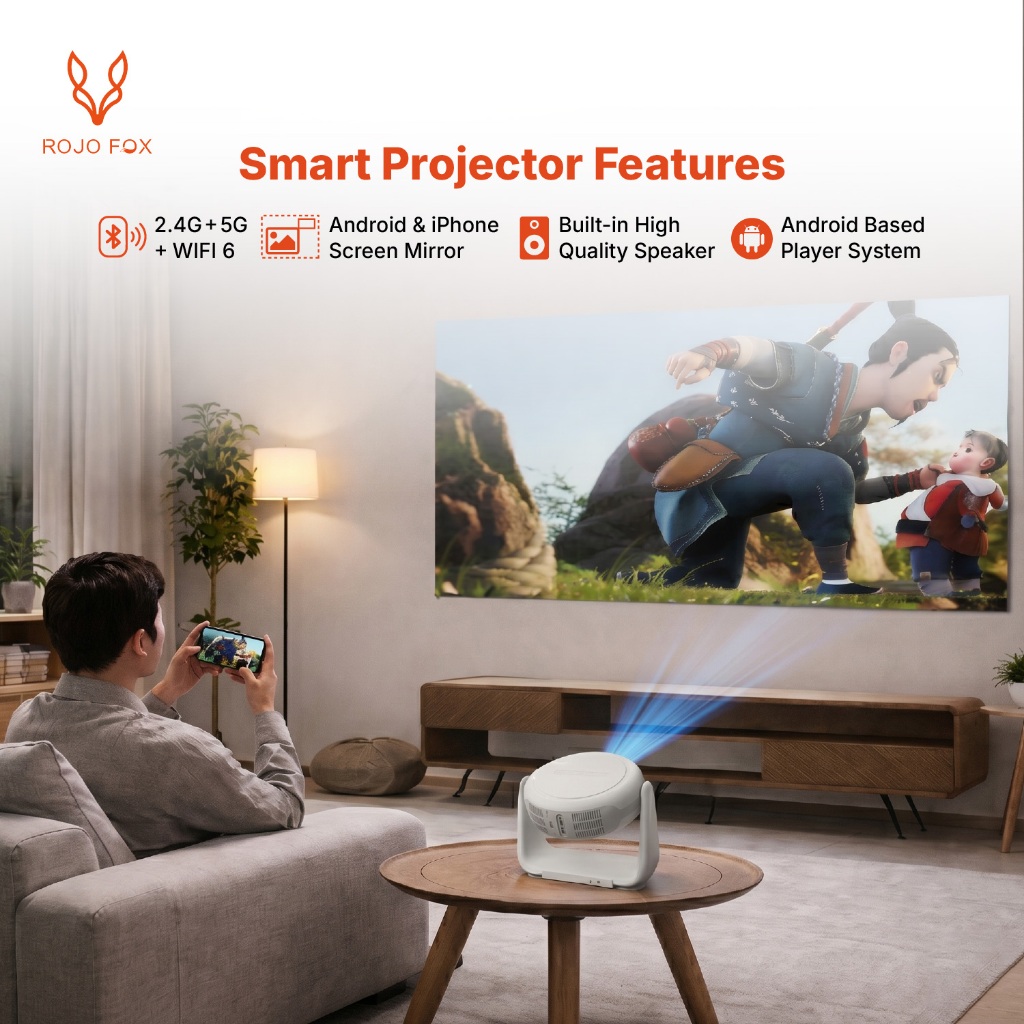 Jual ROJO FOX Proyektor Android WiFi Bluetooth untuk Presentasi Kantor ...