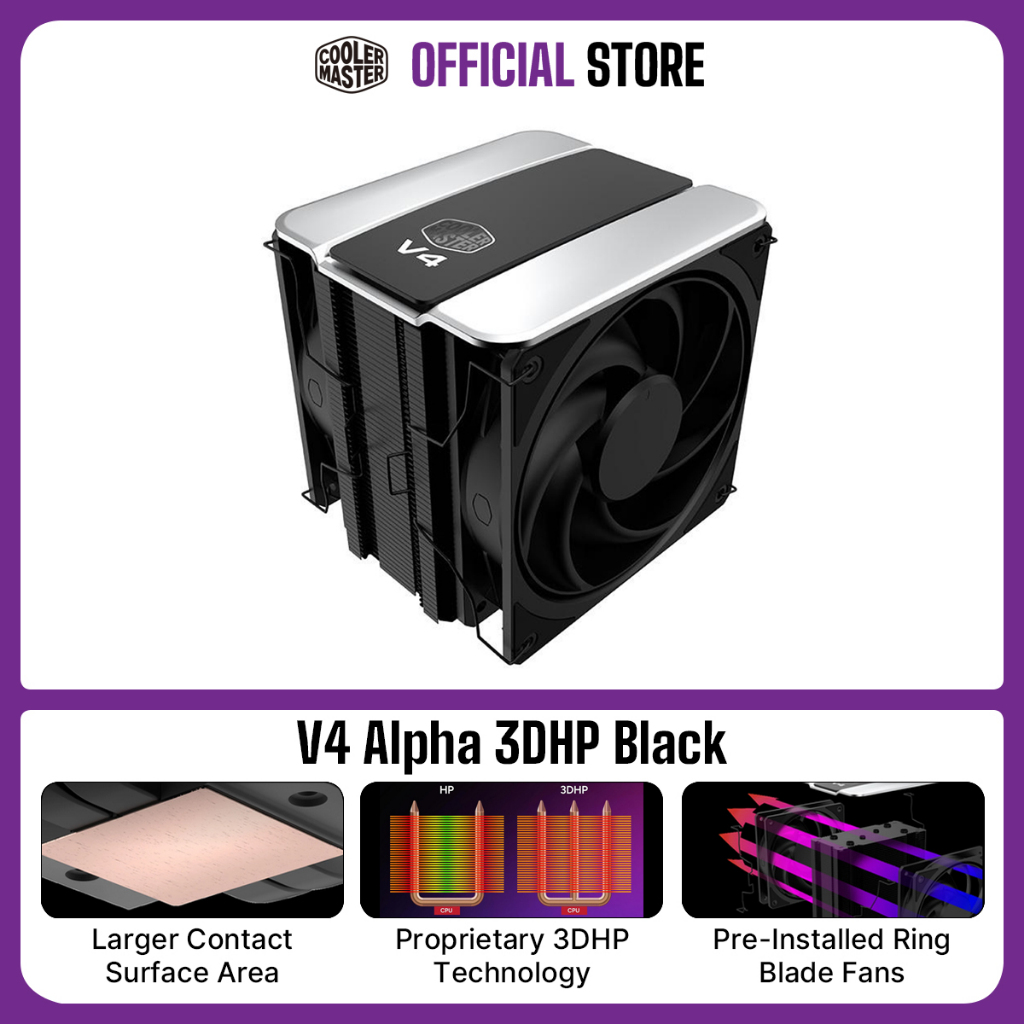 Jual Cooler Master V4 Alpha 3DHP Black CPU Air Cooler | Shopee Indonesia