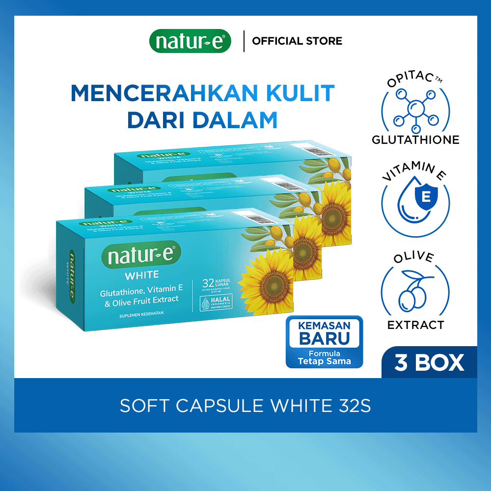 natur e glutathione Jual Natur-E Triple Pack Soft Capsule - White 32s x 3pcs - Suplemen  Kecantikan Dengan Vitamin E & Glutathione - Membantu Menjaga Kesehatan  Kulit dari Dalam
