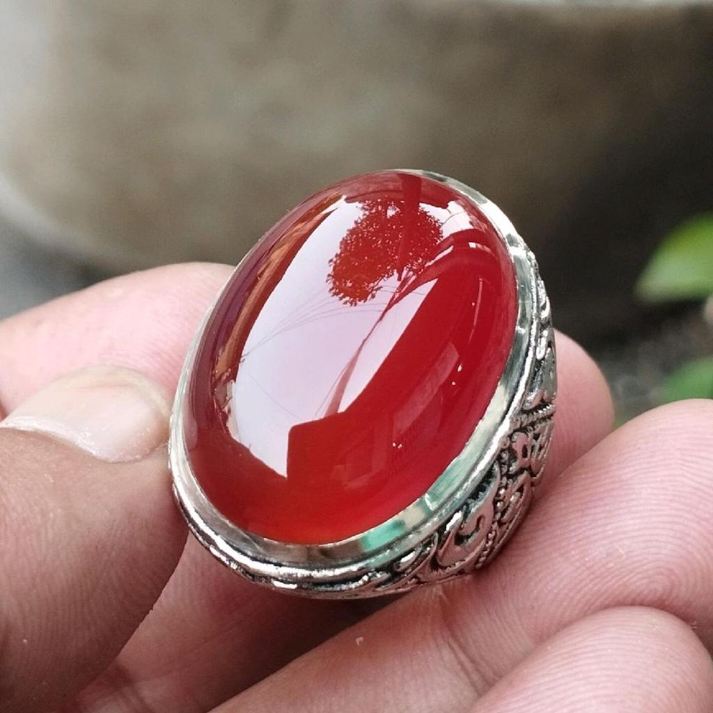 Jual Batu Akik Cincin Merah Jamlang Sungai Dareh Keristal Full Giwang ...