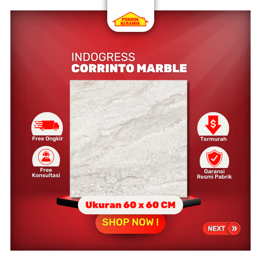 Granit Lantai Indogress Ukuran 60x60 Corrinto Marble Glossy