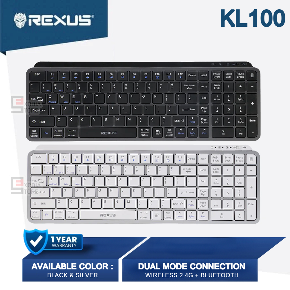 Jual REXUS KL100 KL150 Bluetooth + Wireless 2.4G Keyboard Office Low ...