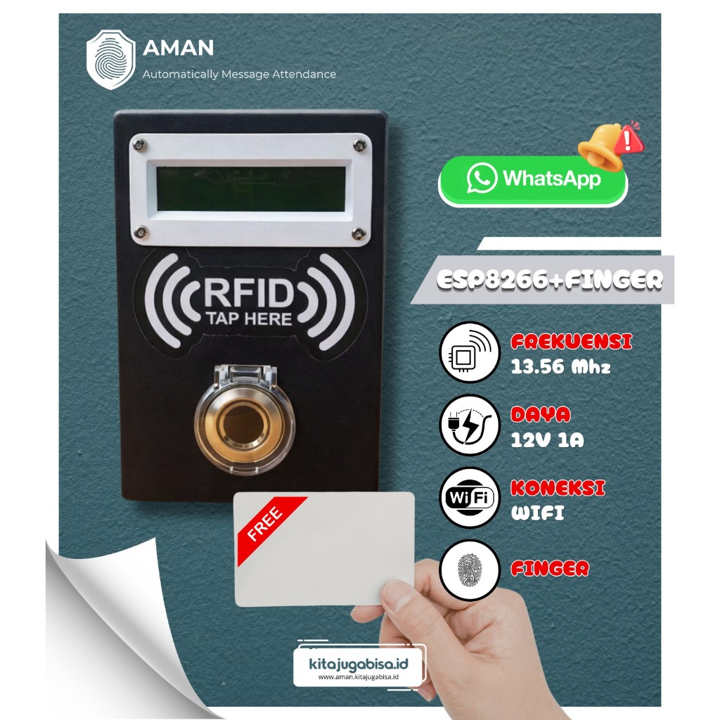 Jual Alat Absensi RFID 13.56 Mhz +Fingerprint + Notifikasi WA Sekolah ...