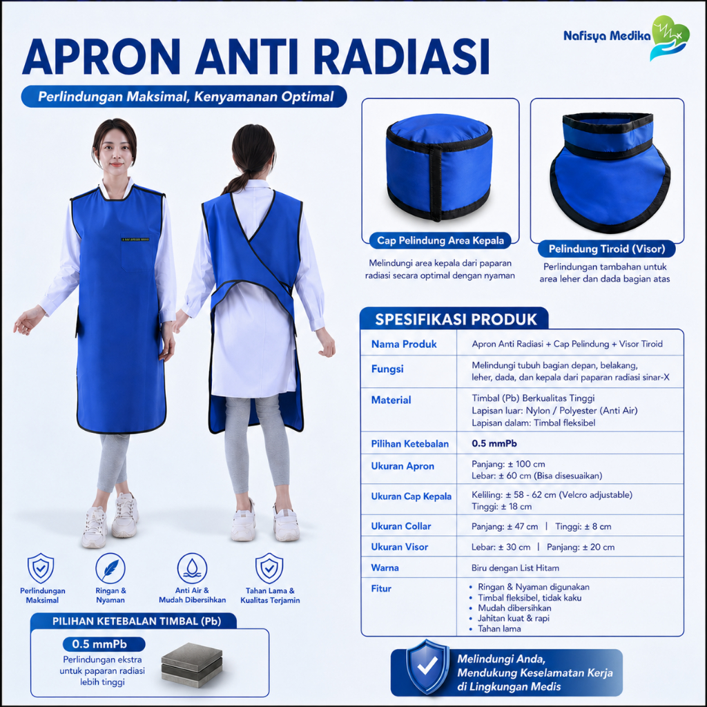 Jual Apron X-Ray Radiasi Lead Apron Timbal 0.5mm Perlindungan Radiologi ...