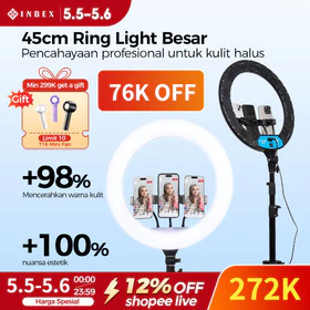 Ukuran Besar INBEX 45CM Besar Hight Lighting Studio Lampu Remote Dimmble Beauty Ring Light