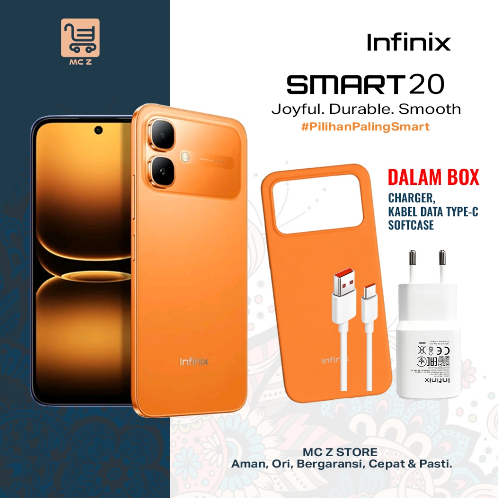 Infinix Smart 20 4/64GB - Up to 8GB Extended RAM - Mediatek Helio G81 - 6.78” - 8MP - 5200 mAh - IP64
