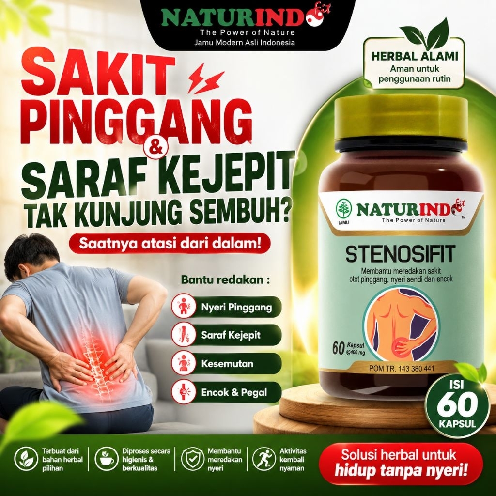 STENOSIFIT Herbal Nyeri Pinggang – Bantu Redakan Saraf Kejepit Nyeri Menjalar Kaki Pegal Punggung