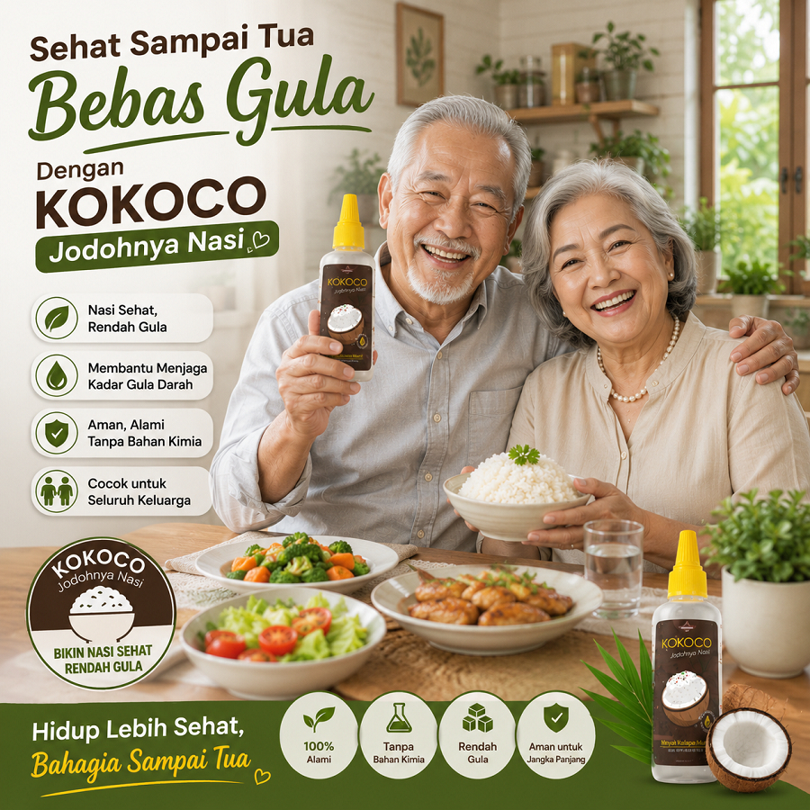 KOKOCO PENURUN GULA NASI UNTUK DIABET& JANTUNG VCO VIRGIN COCONUT OIL KELAPA HABBATUSSAUDA