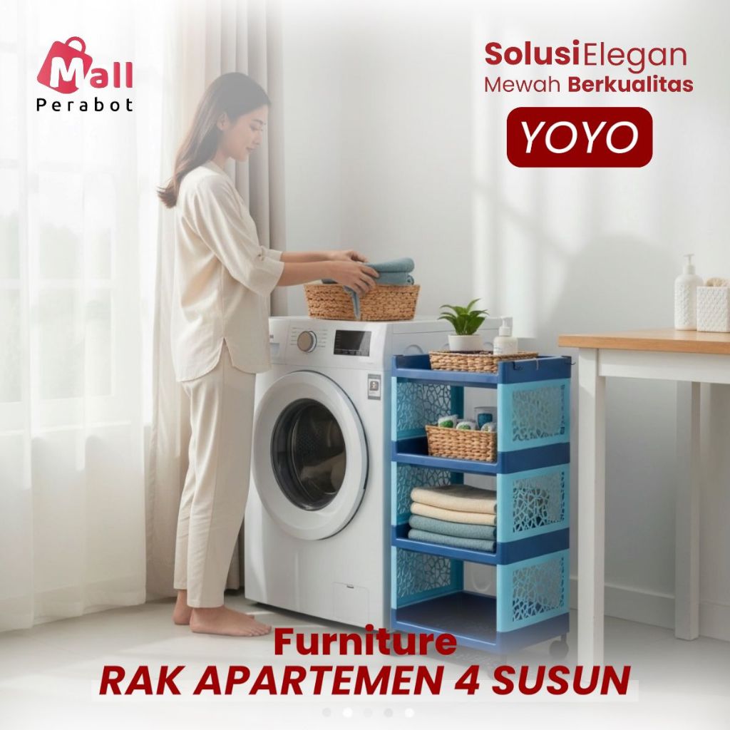Jual Mall Perabot | Rak Susun Yoyo Plastik 4 Tingkat dengan Roda Rak ...