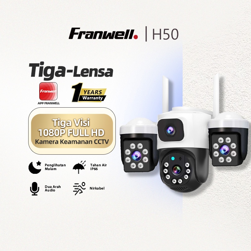 COD V380 H50 3 Lens Outdoor CCTV Camera | 6MP HD | WiFi Wireless/Wired | PTZ | Waterproof | Night Vision | Motion Tracking | Two-Way Audio | Security Camera