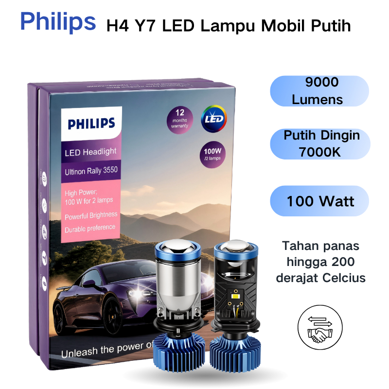 Jual Philips H4 Y7 100W LED Ultinon Rally Lampu Mobil 2pcs LED ULTINON ...