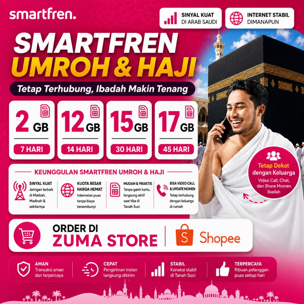 Jual Paket Roaming Umroh Smartfren 7GB 14 Hari & 2GB 7 Hari – Kuota ...