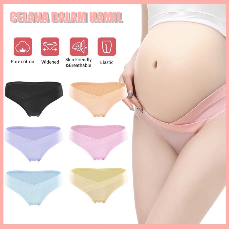 3PCS CD Hamil Celana Dalam Ibu Hamil Katun 95% Nyaman Ventilasi Baik Desain Pinggang Rendah 20020