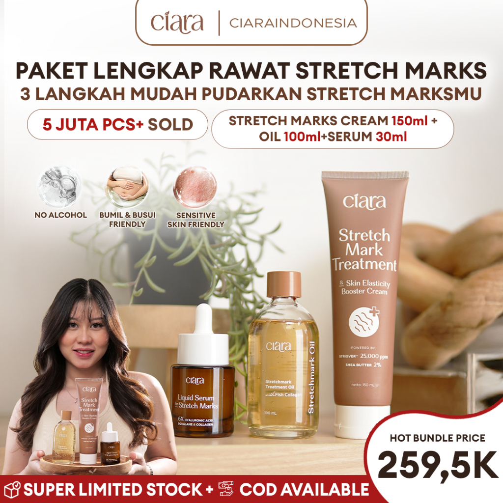 Jual [Paket Combo Anti Stretch Mark] Ciara Stretch Mark Treatment ...