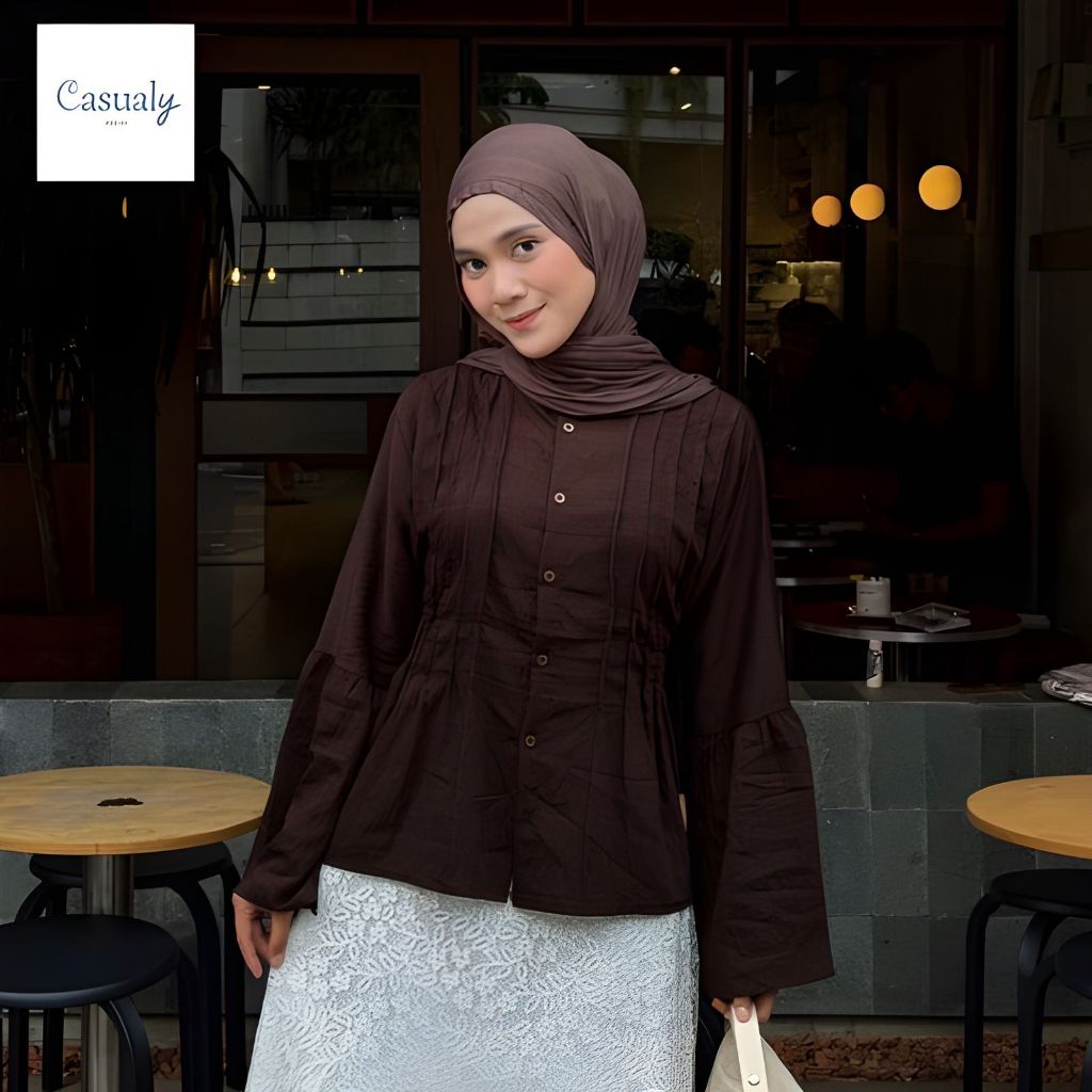 Jual CASUALY - Ivana Rampel Polos Atasan Wanita Lengan Panjang | Shopee ...